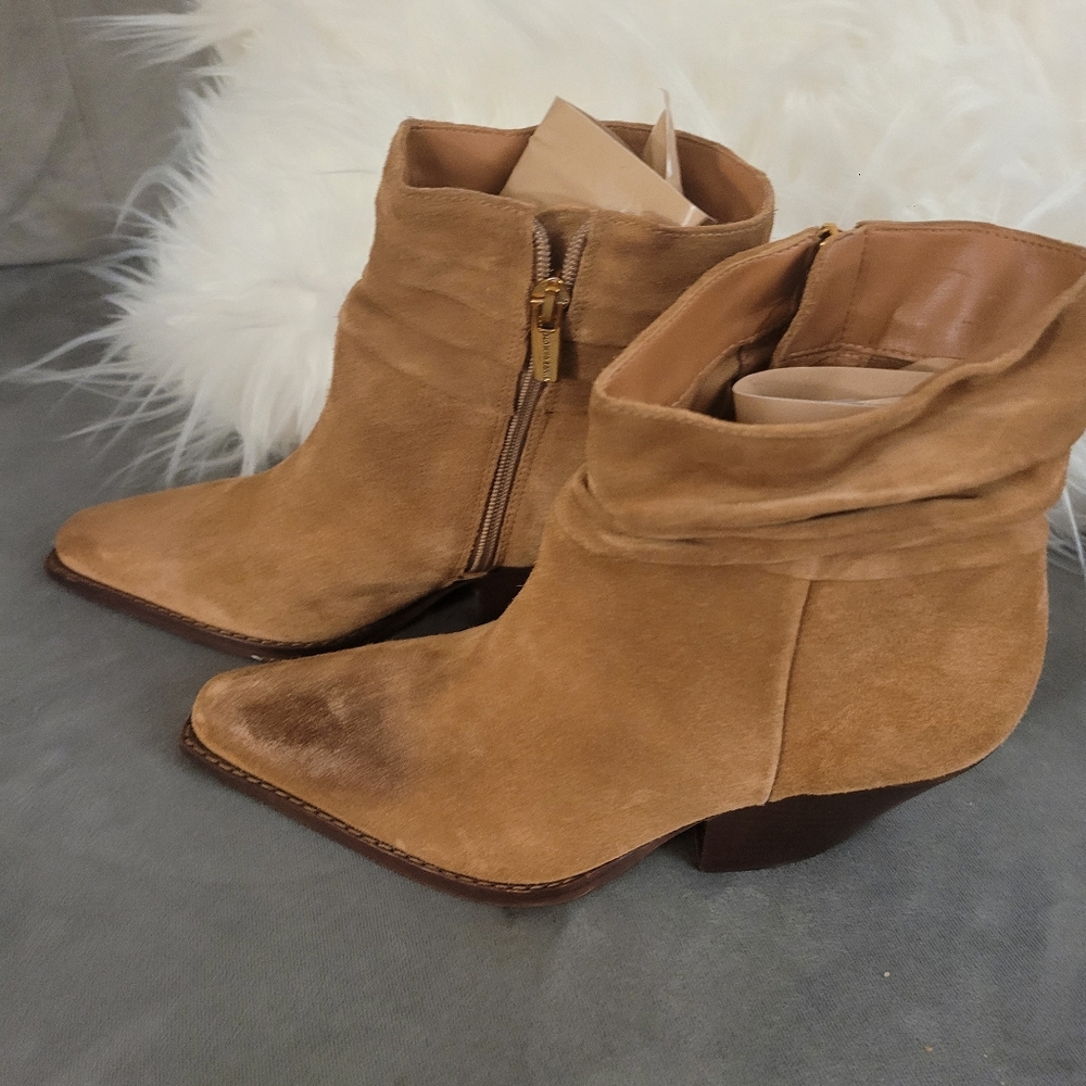 Vince Camuto Tan Suede Ankle Boots - Picture 3 of 16
